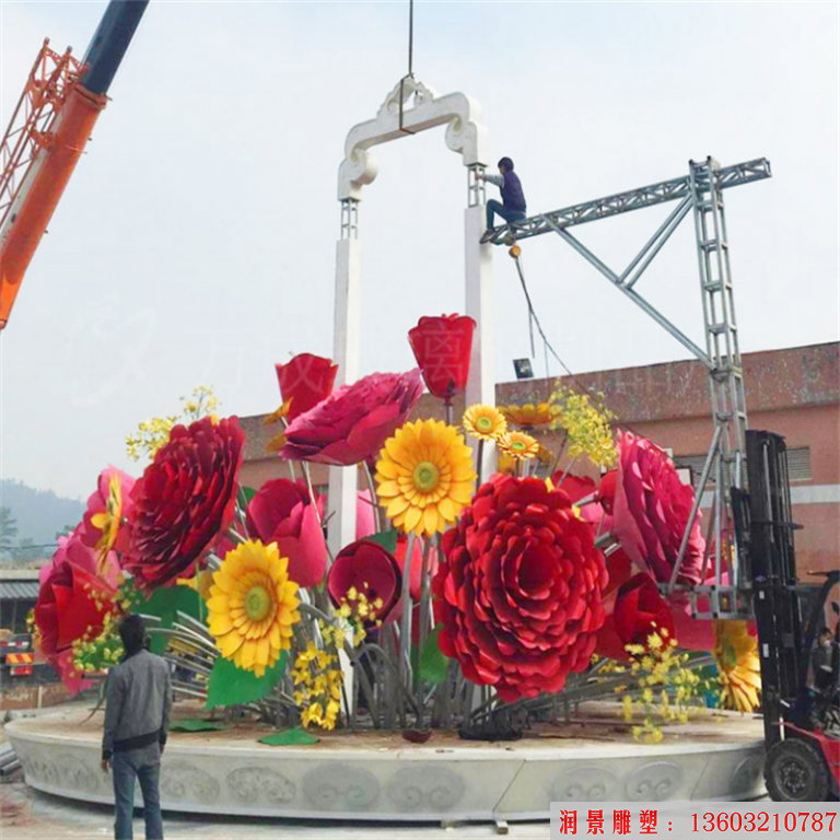 不锈钢花篮雕塑 广场花篮雕塑 景观花篮雕塑图片1