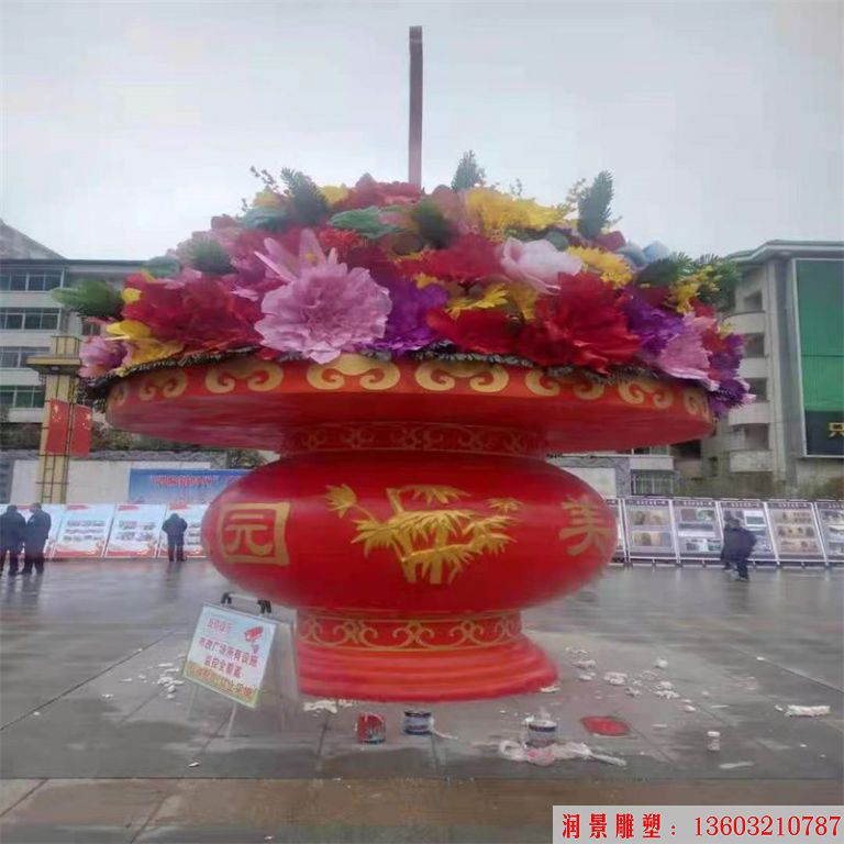 玻璃钢花篮雕塑,仿天安门花篮,花卉绢花花篮10