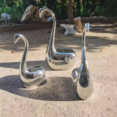 不锈钢抽象天鹅雕塑景观 动物天鹅抽象雕塑