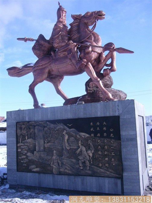 广场骑马战将铜雕塑 铜雕骑马人物定制