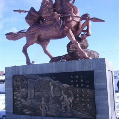 广场骑马战将铜雕塑 铜雕骑马人物定制